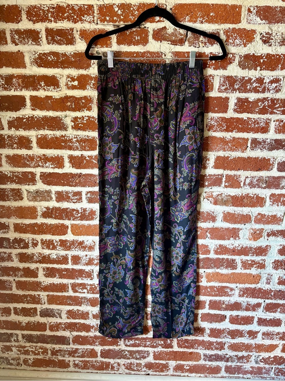 90s Vintage Meteor Black Paisley Printed Pants - Picture 5 of 8